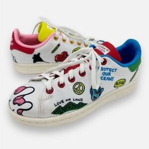 Size 5-Adidas Original Aaron Kai X Stan Smith primeblue doodle big kid sneakers